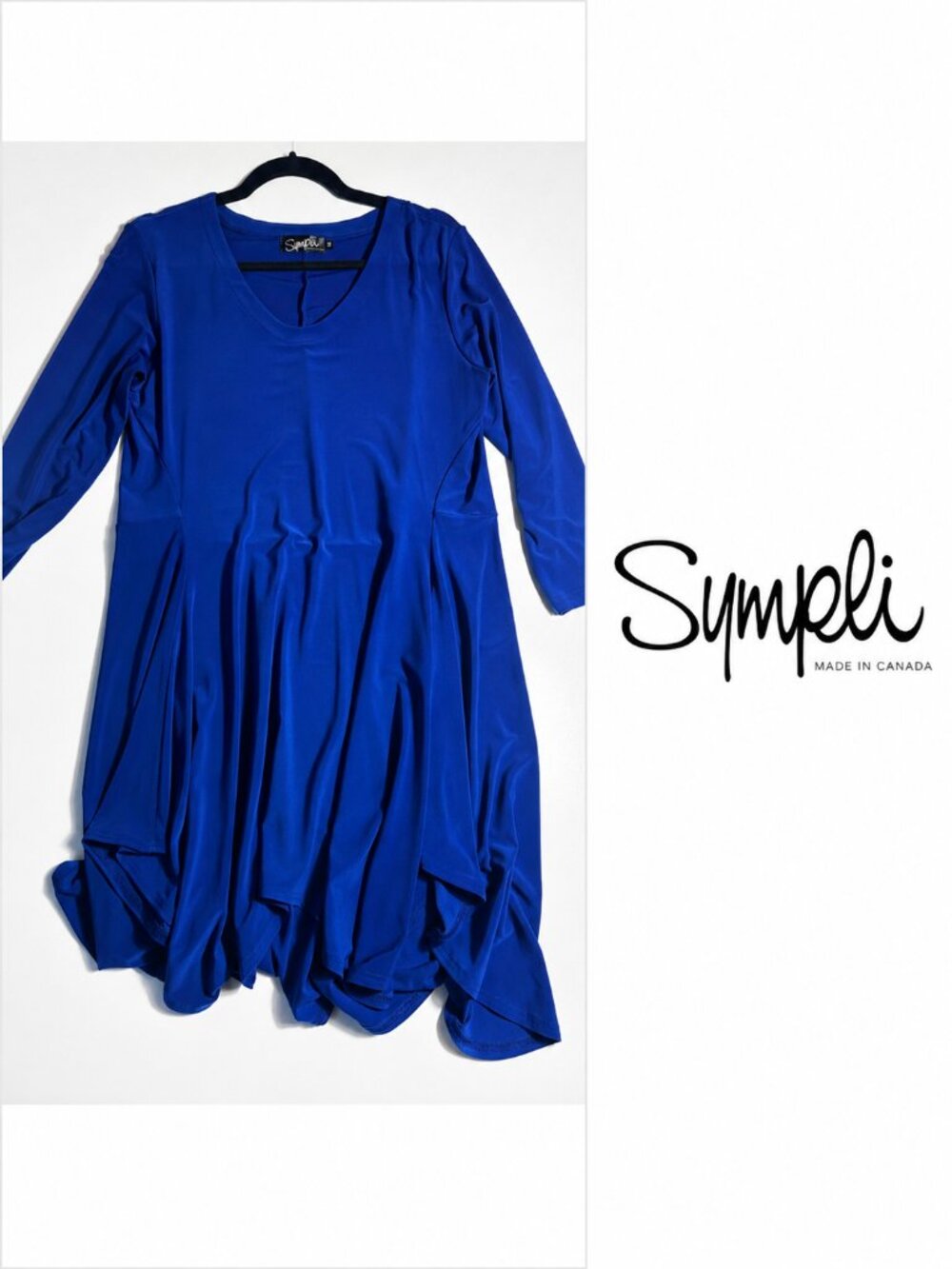 Sympli Royal Blue A-Line Tunic Size 12 Made in Canada